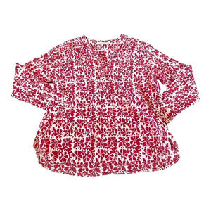 Gerard Darel Cotton Voile Popover Blouse Stamped Floral Sz 42 100% Cotton